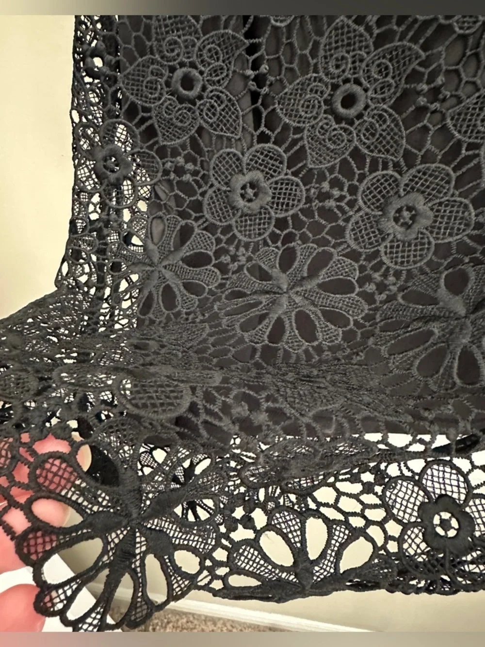 Zara Basic  Black Floral Lace Short Sleeve Mini Dress - Picture 5 of 10